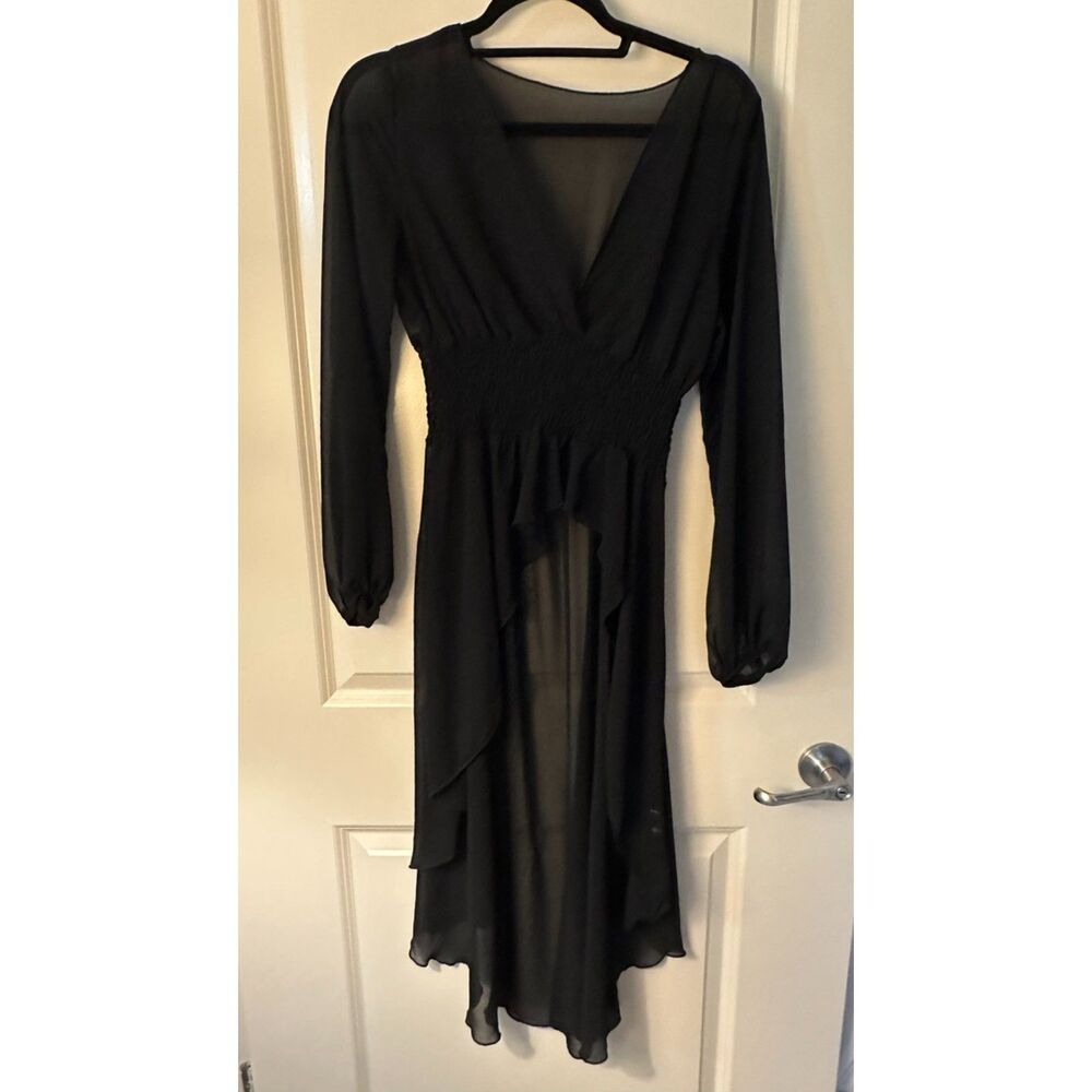 Black Witchy High Low Bloue Sheer Top